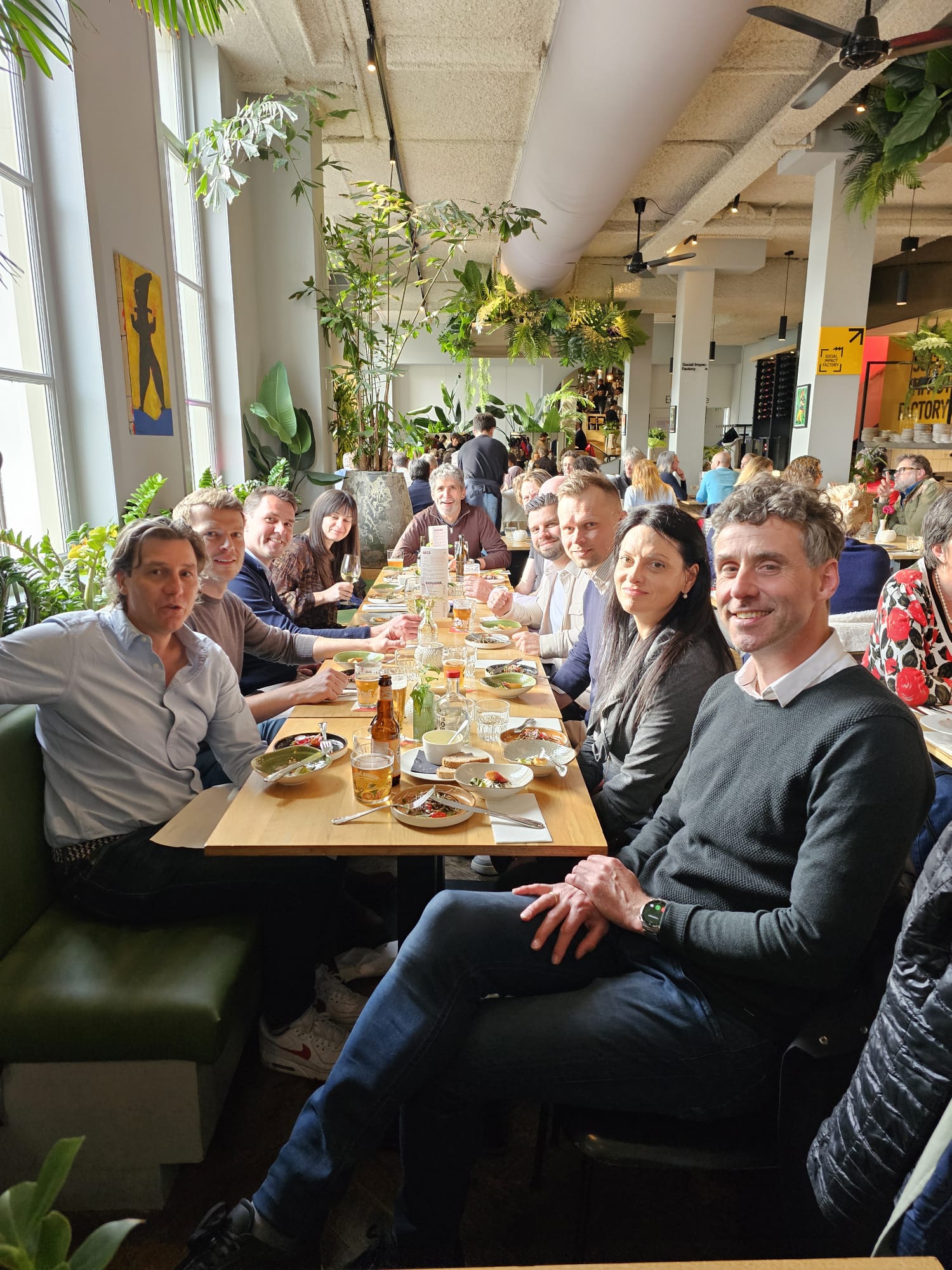 TreasurUp team gathers for lunch in their Utrecht, Netherlands office.