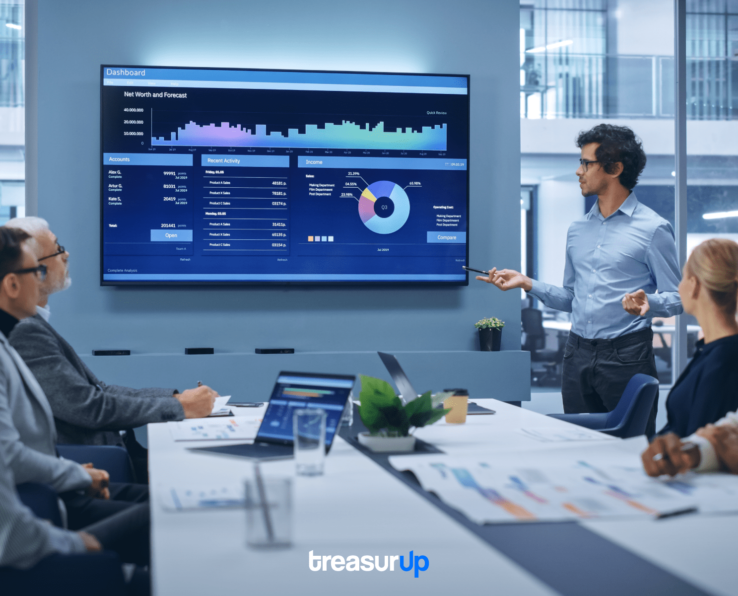 A photo representing data-driven decision-making, featured on the website to showcase TreasurUp's analytics capabilities. This image is related to the company's focus on using data insights to inform strategic decisions and optimize financial performance.