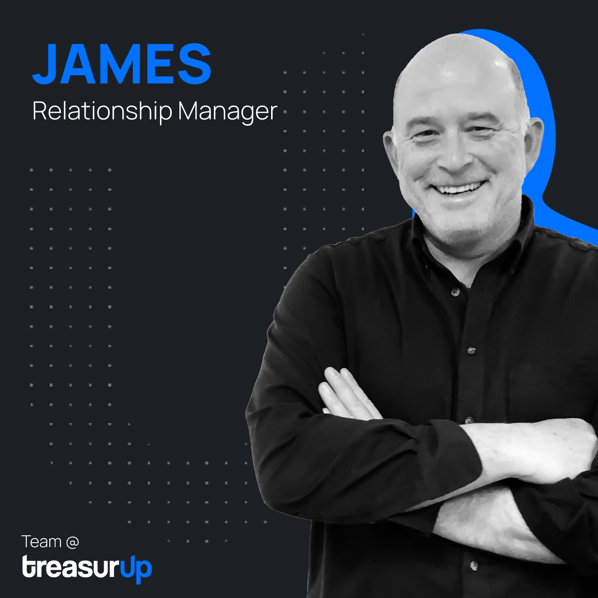 A photo of James, the Relationship Manager for Asia-Pacific at TreasurUp, featured on the website. This image is related to James' role in developing and maintaining business relationships with clients in the Asia-Pacific region.