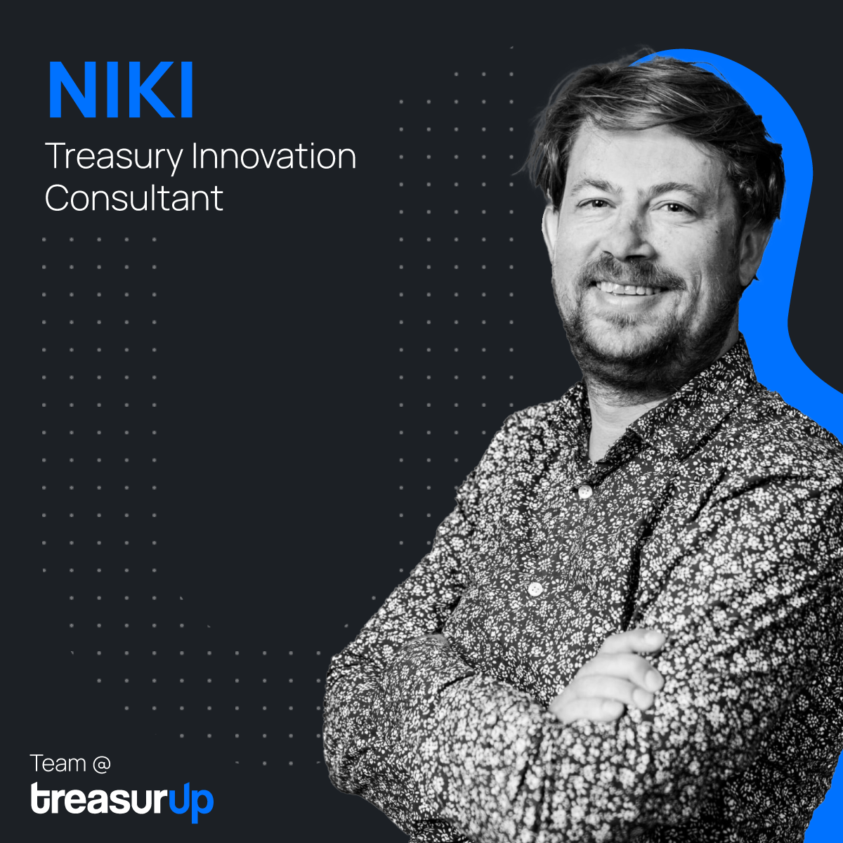 Portrait of Niki van Zanten, Treasury Innovation Consultant at TreasurUp, recognized as the author of 'TreasurUpdate' focusing on Liquidity Management.