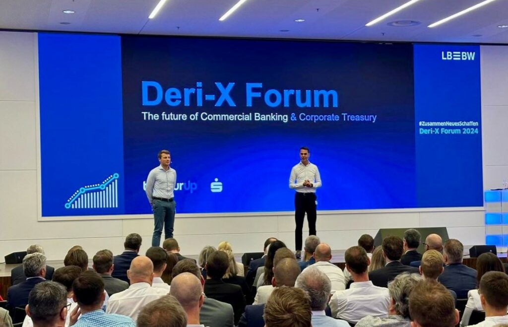 Niels and Arjan at Deri-X Forum discussing the future of commercial banking and corporate treasury.