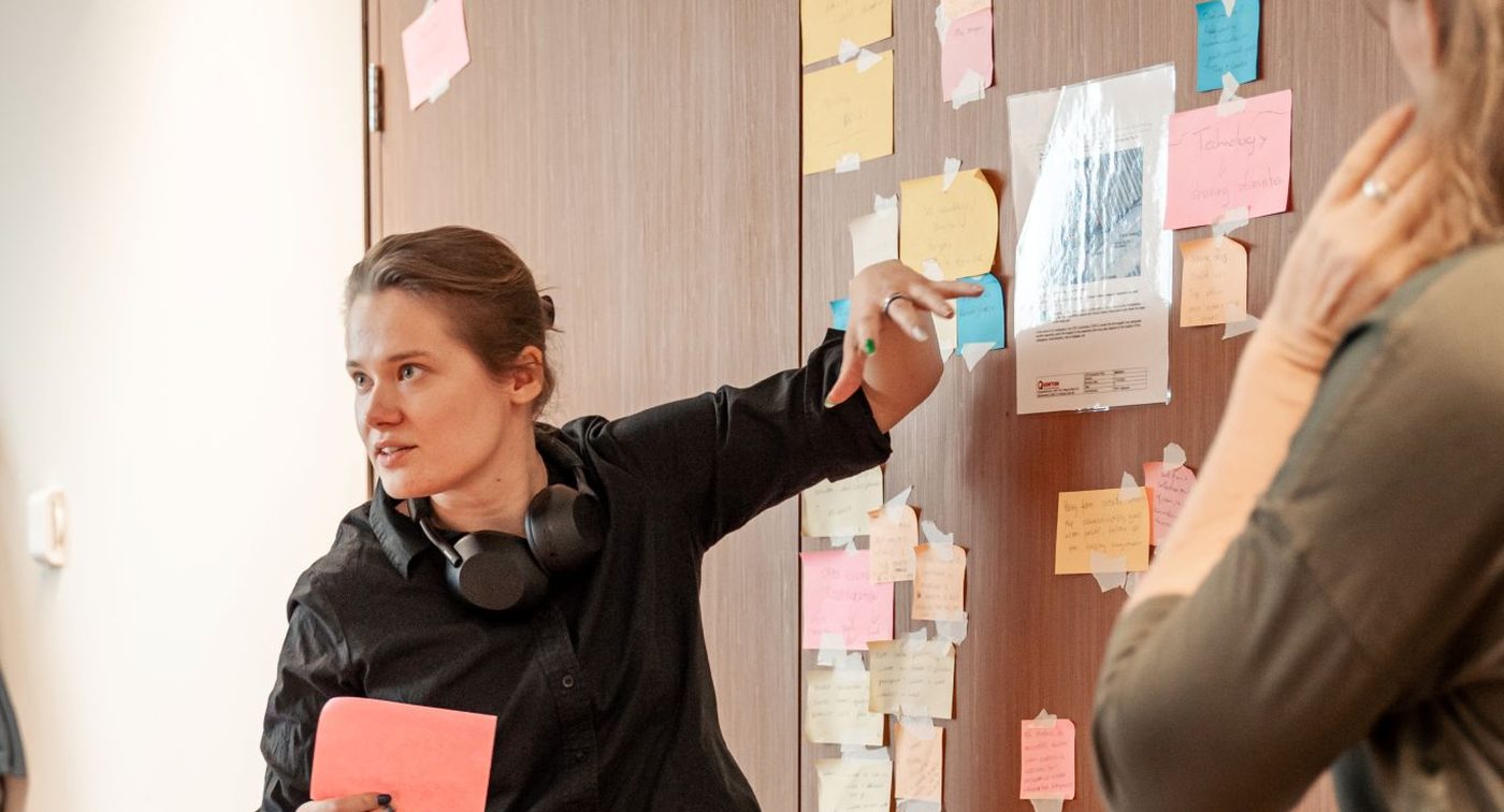 A TreasurUp advisory workshop, mapping a proposition on the wall